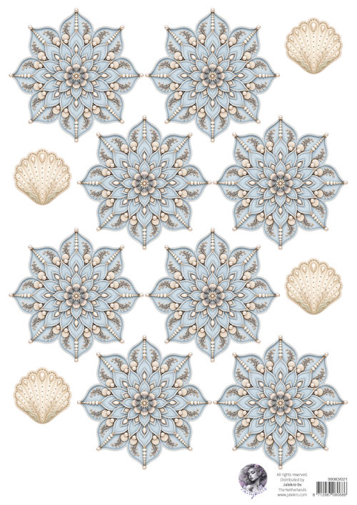 PRE-ORDER - Fairybells, Combi Knipvel voor Pop-Up en Decoupage, Schelpenbloemen, Blauw A- 99038/021