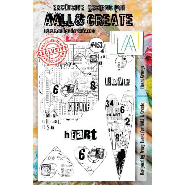 AALL & Create, Clear Stamp, Heart Grunge A5 - AALL-TP-453