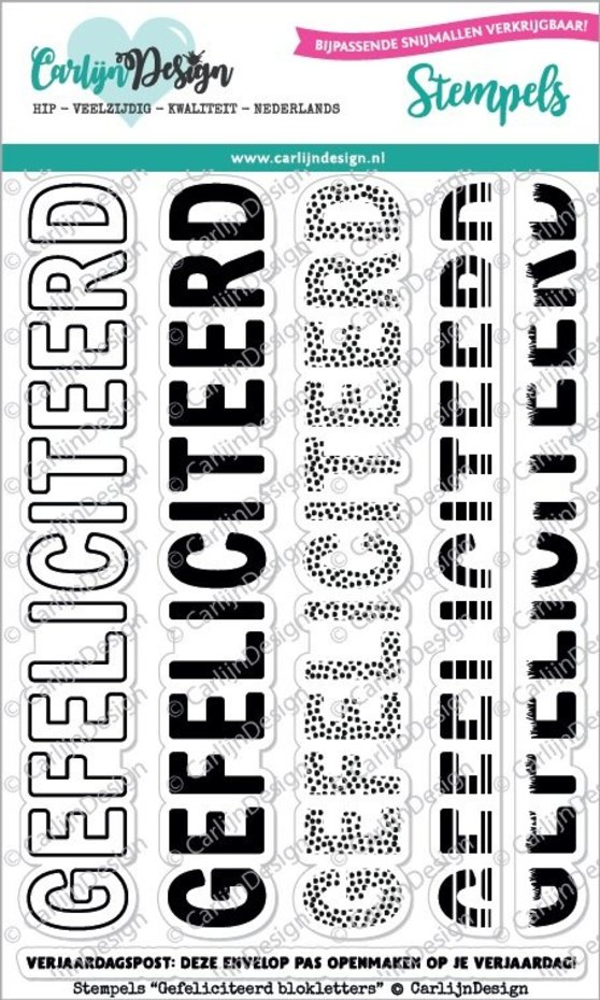 Carlijn Design, Clear Stamp, Gefeliciteerd Blokletters - CDST0041