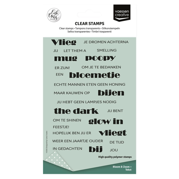Vaessen Creative, Clear Stamp, Carla Creates, Bloom & Zoom, Tekst - CAR0304