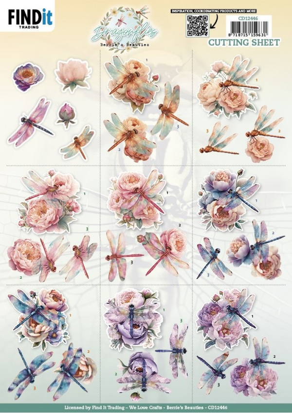 Berrie's Beauties, 3D Knipvel, Dragonflies, Mini - CD12446
