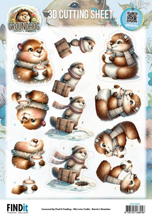 Berrie's Beauties, 3D Knipvel, Groundhog, Winter Bliss - CD12542