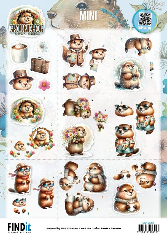 Berrie's Beauties, 3D Knipvel, Groundhog, Mini - CD12543