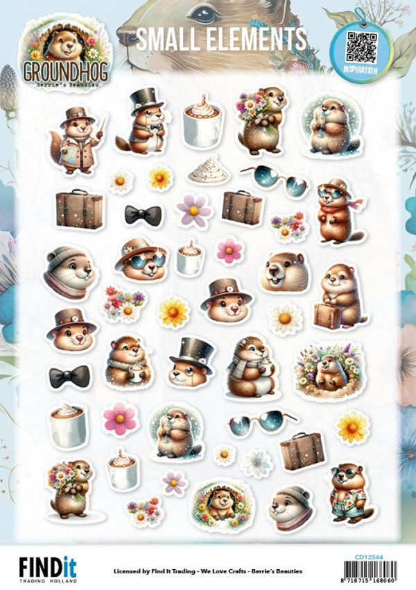 Berrie's Beauties, 3D Knipvel, Groundhog, Small Elements - CD12544