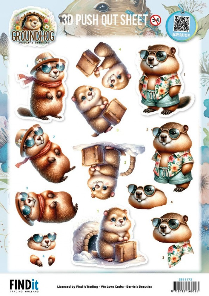 Berrie's Beauties, 3D Pushout, Groundhog, Holiday Ready - SB11173