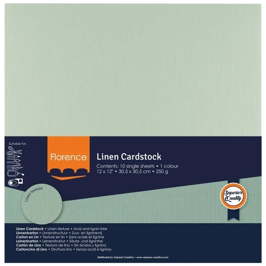 Vaessen Creative, Florence, Linnenkarton, Aqua, 30,5 x 30,5 cm - 2822-056