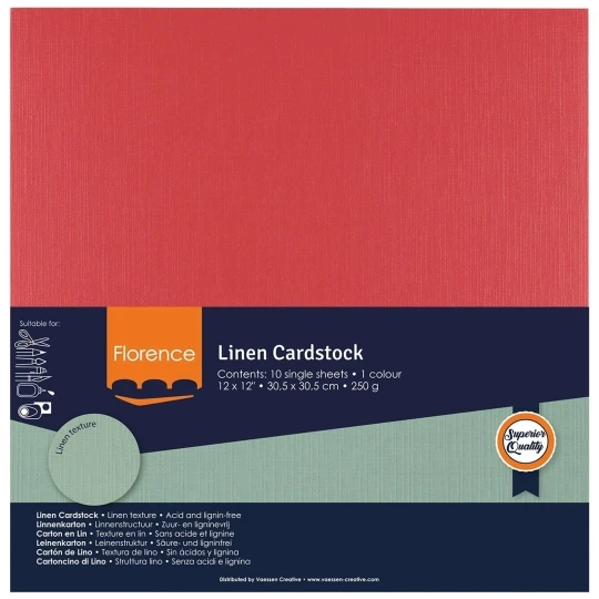Vaessen Creative, Florence, Linnenkarton, Poppy, 30,5 x 30,5 cm - 2822-030