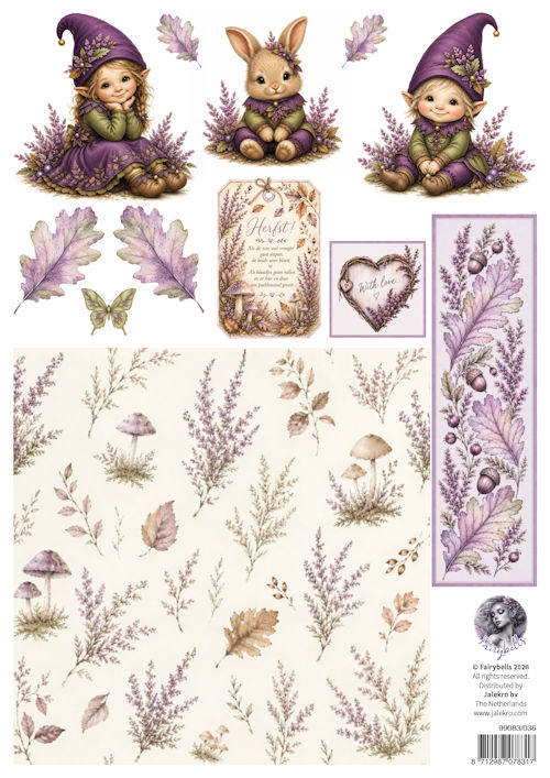 PRE-ORDER - Fairybells, Combi Knipvel voor Pop-Up en Decoupage, Heide Combi - 99038/036