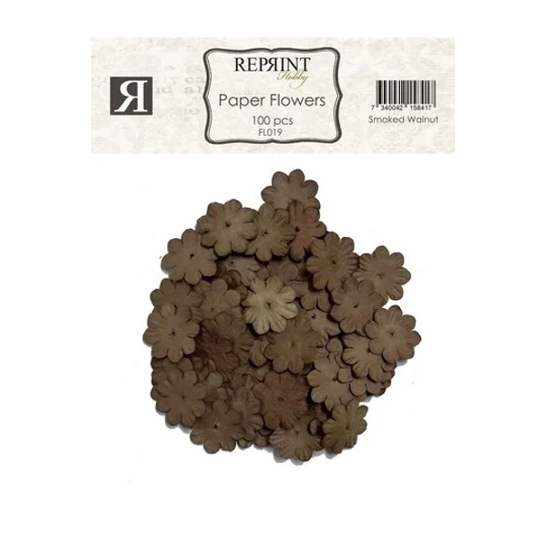 Reprint, Paper Flowers, Smoked Walnut, 100 pcs - FL019