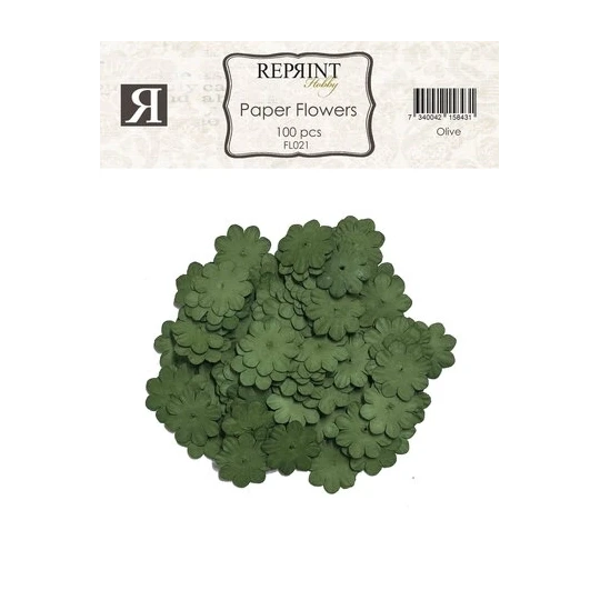 Reprint, Paper Flowers, Olive, 100 pcs - FL021