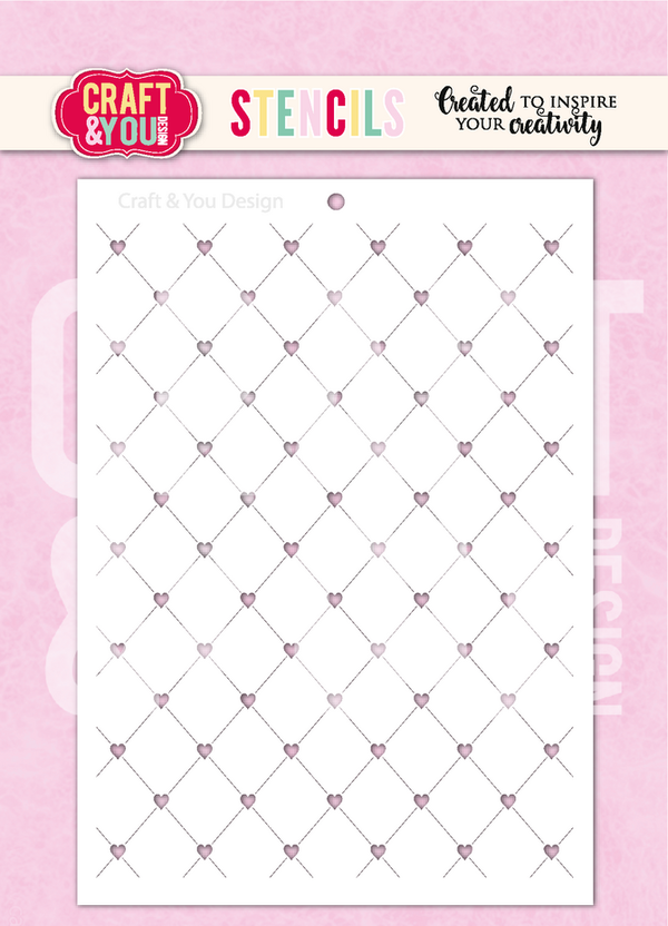 Craft & You, Mask Stencil, Heart Grid - SC017