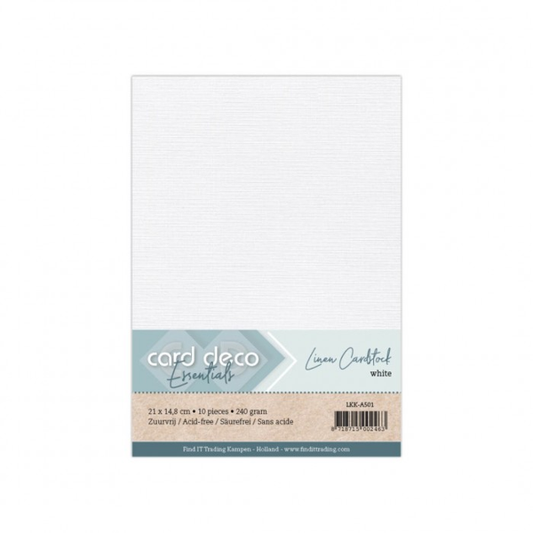 Card Deco, Linnenkarton, Wit, A5 formaat, 10 vel - LKK-A501