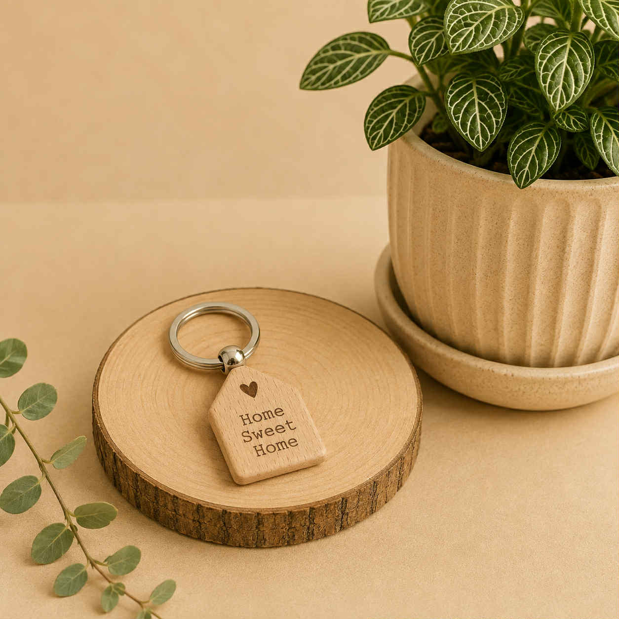 Houten Sleutelhanger, Home Sweet Home