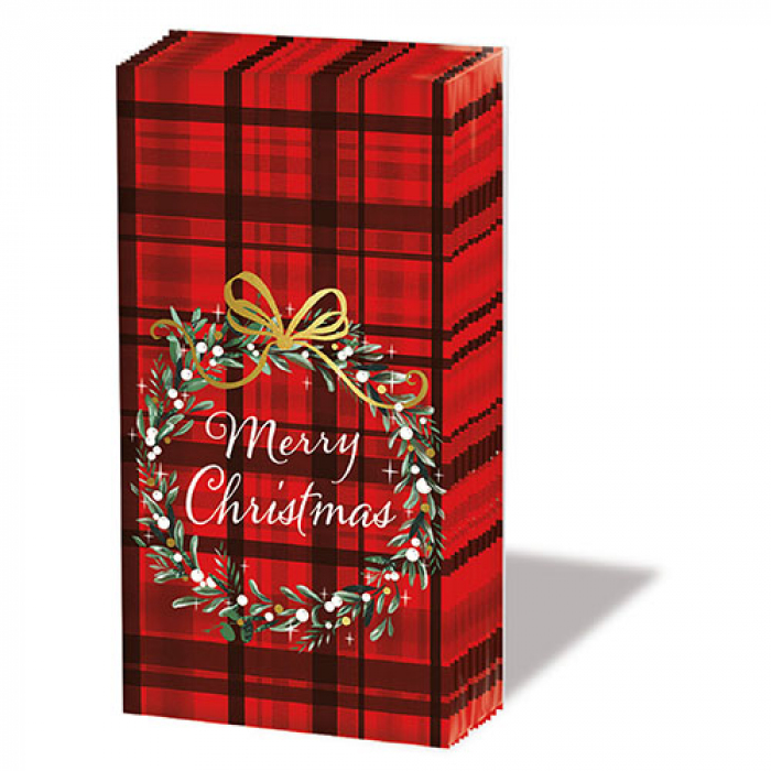 Ambiente, Zakdoekjes, Christmas Plaid Red  - 32215565