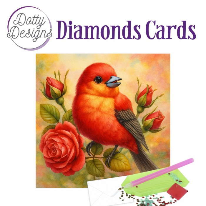 Dotty Designs, Diamond Cards, Scarlet Rose Songbird - DDDC1220