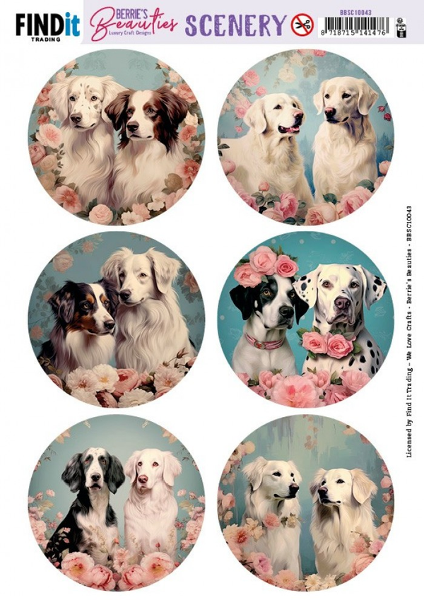 Berrie's Beauties, Push Out Scenery, Pretty Pups, Round - BBSC10043