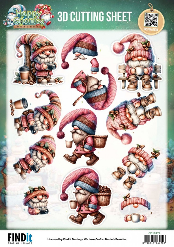 Berrie's Beauties, 3D Knipvel, Happy Gnomes, Coffee & Clicks - CD12479