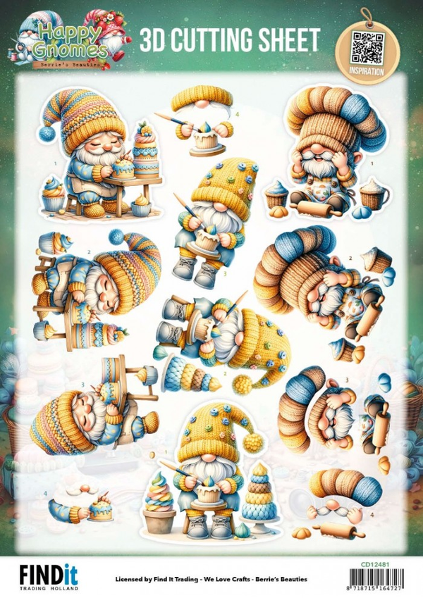 Berrie's Beauties, 3D Knipvel, Happy Gnomes, The Tiny Baker - CD12481