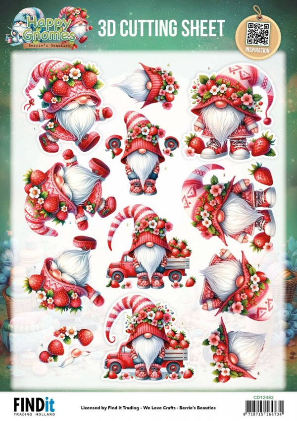 Berrie's Beauties, 3D Knipvel, Happy Gnomes, Berry Cute - CD12482