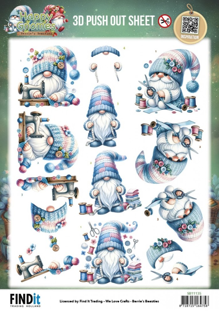 Berrie's Beauties, 3D Pushout, Happy Gnomes, Sew much Love - SB11135