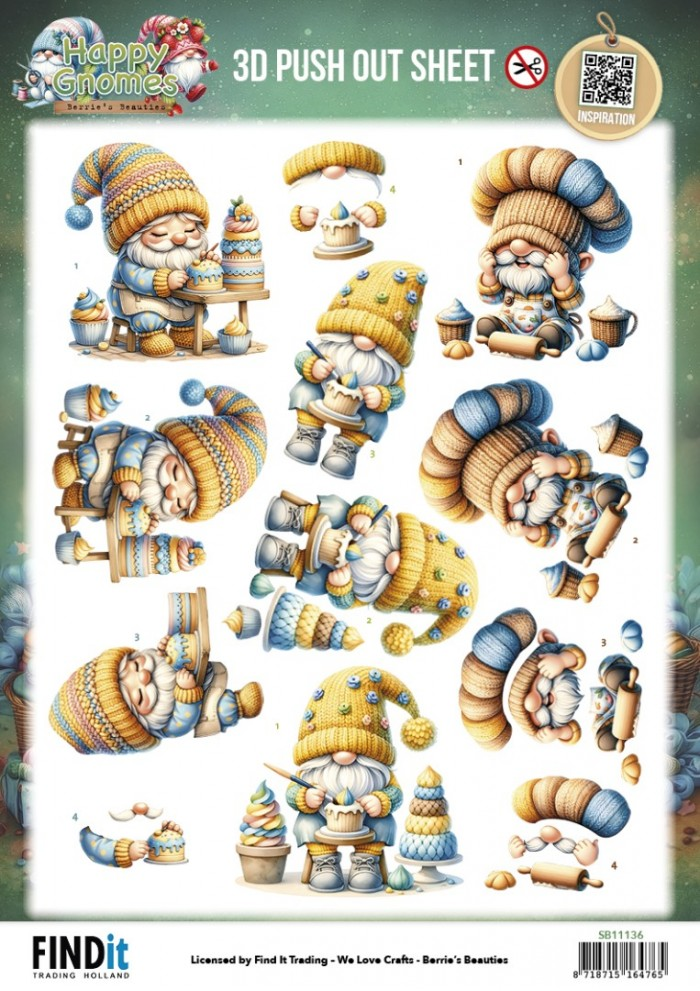 Berrie's Beauties, 3D Pushout, Happy Gnomes, The Tiny Baker - SB11136