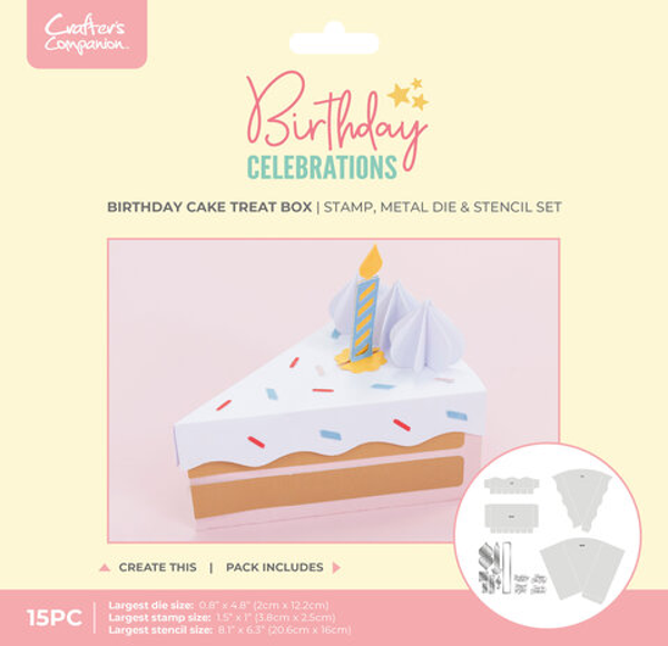 Crafter's Companion, Stamp/Die/Stencil, Birthday Cake Treat Box - CC-BC-STD-STEN-CKBX