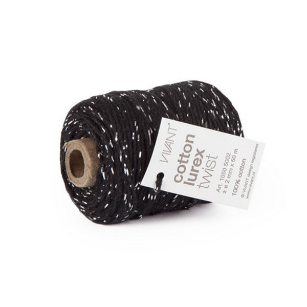 Vivant, Koord Katon, Lurex Twist, Zwart/Metallic Zilver , 50 meter - 501050/0285