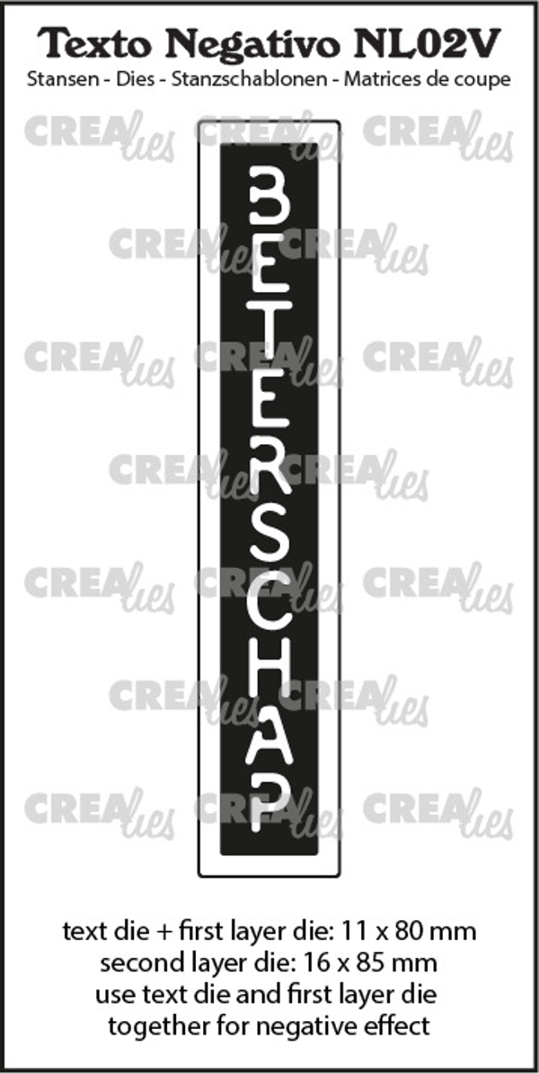 Crealies, Snijmal, Texto Negativo, Beterschap, Verticaal - NL02V
