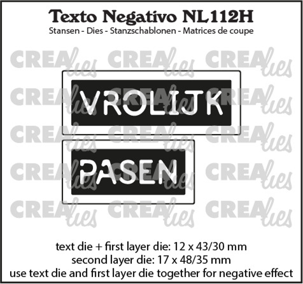 Crealies, Snijmal, Texto Negativo, Vrolijk Pasen, Horizontaal - NL112H