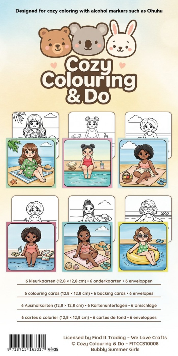 Find it Color, Cozy Colouring Cards Set, Bubbly Summer Girls - FITCCS10008
