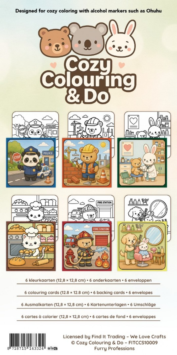 Find it Color, Cozy Colouring Cards Set, Furry Professions - FITCCS10009