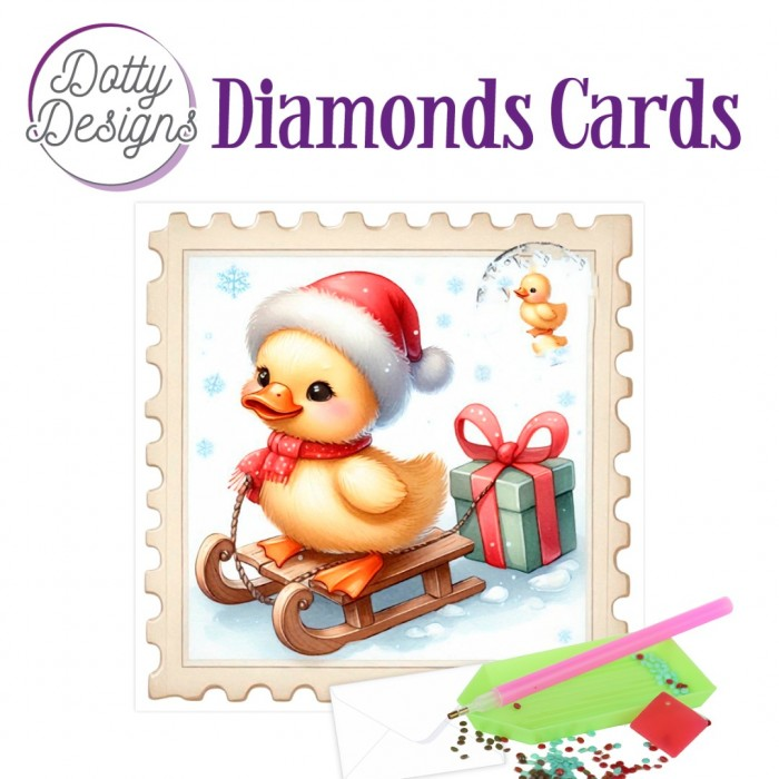 Dotty Designs, Diamond Cards, Sledding Christmas Duckling - DDDC1231