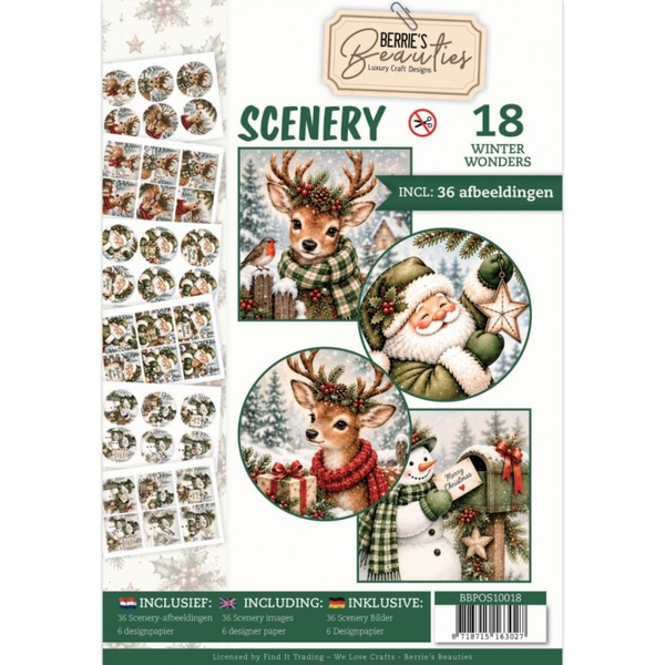 Berrie's Beauties, Push Out Book Scenery 18, Furry Christmas Friends - BBPOS10018