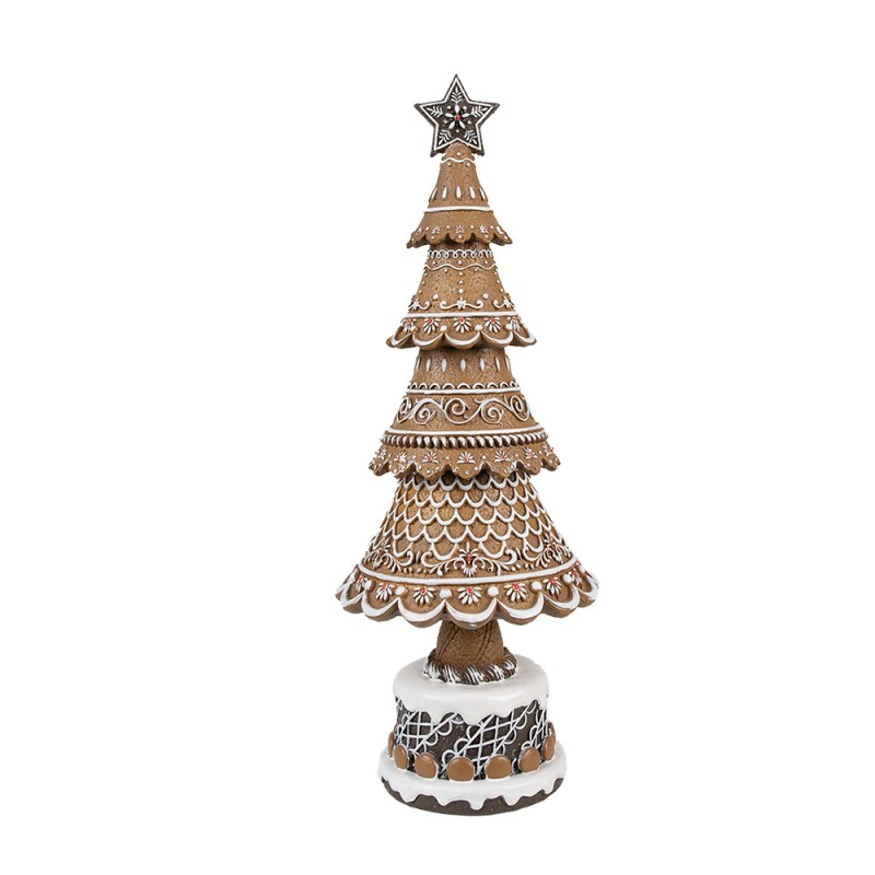 Clayre & Eef, Decoratiebeeld Kerstboom, Bruin - 16 x 42 cm