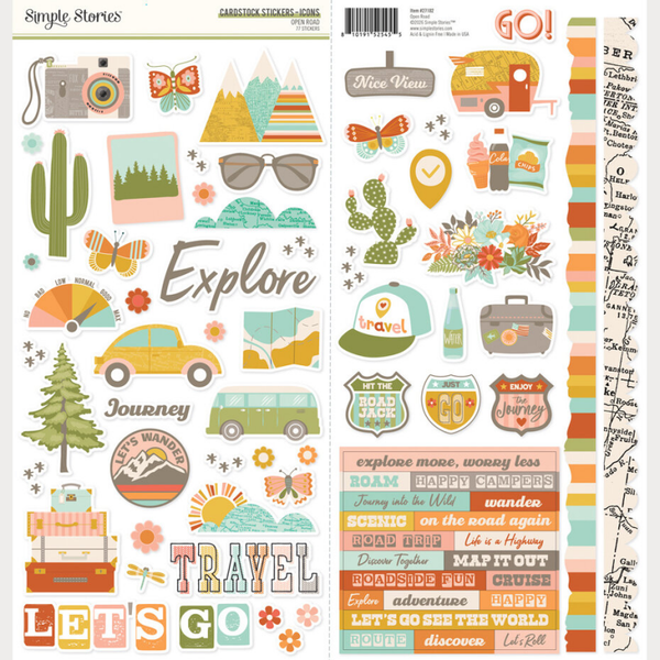 Simple Stories, Open Road, Cardstock Stickers, Icons - 27102