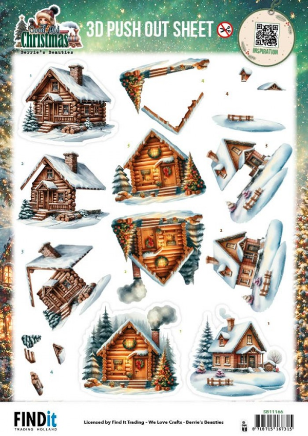 Berrie's Beauties, 3D Push-Out, Good Old Christmas, Houses - SB11166