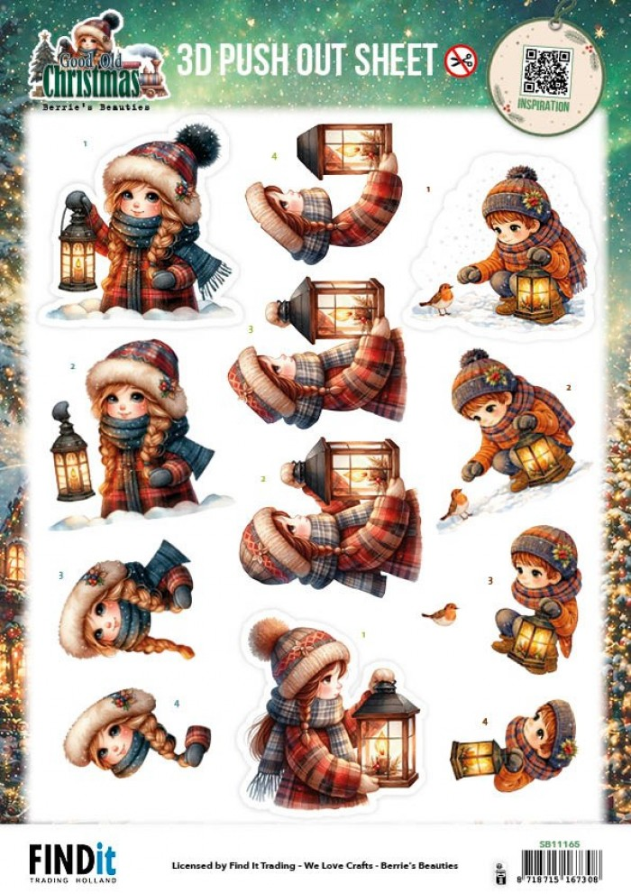Berrie's Beauties, 3D Push-Out, Good Old Christmas, Girl - SB11165