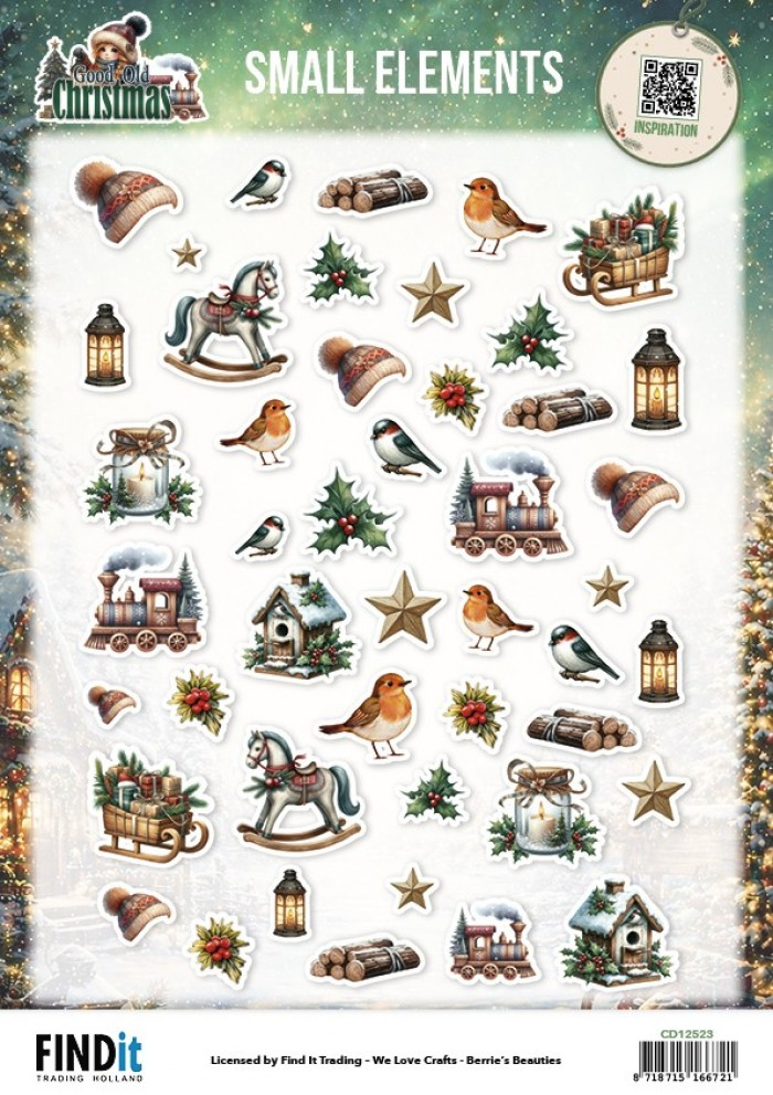 Berrie's Beauties, 3D Knipvel, Good old Christmas, Small Elements - CD12523