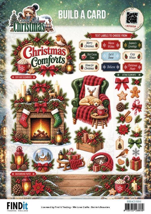 Berrie's Beauties, Knipvel, Build a Card, Good Old Christmas, Christmas Comforts - BBAC10006