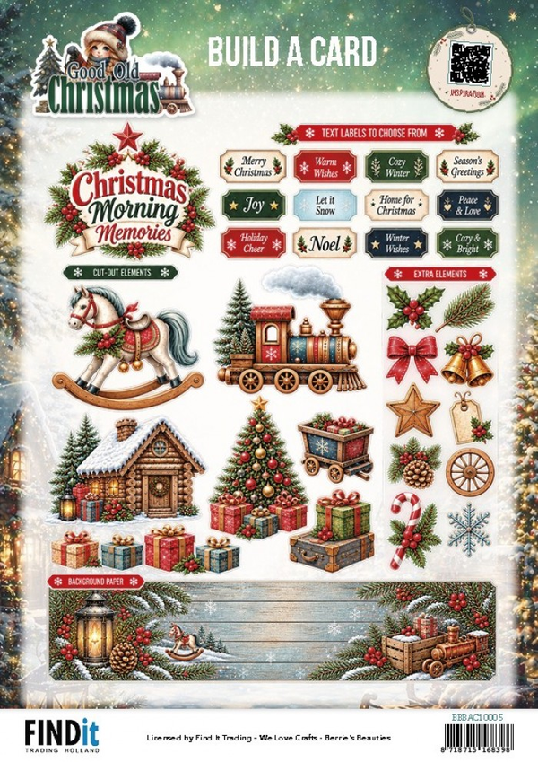 Berrie's Beauties, Knipvel, Build a Card, Good Old Christmas, Christmas Morning Memories - BBAC10005