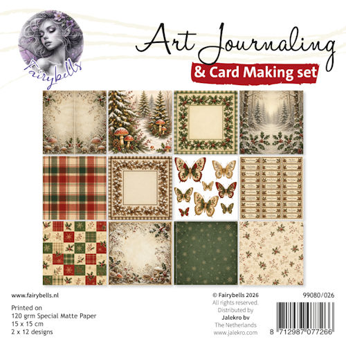 PRE-ORDER - Fairybells, Art Journaling & Card Making Backgrounds, Kerst Rood/Groen - 99080/026
