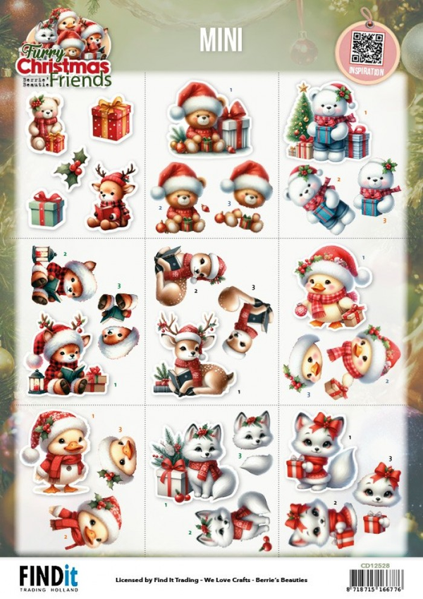 Berrie's Beauties, Knipvel, Furry Christmas Friends, Mini - CD12528