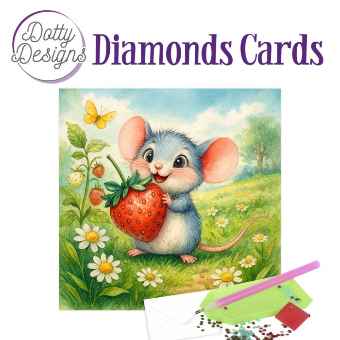 Dotty Designs, Diamond Cards, Mouse with Strawberry - DDDC1227