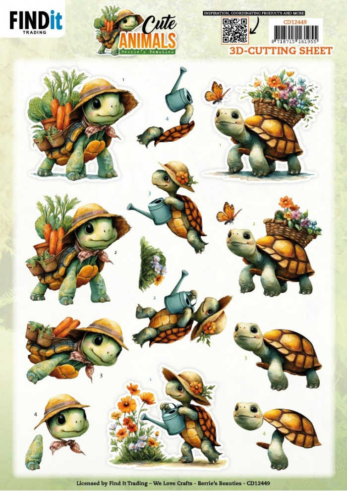 Berrie's Choice, 3D Knipvel, Cute Animals, Turtles - CD12449