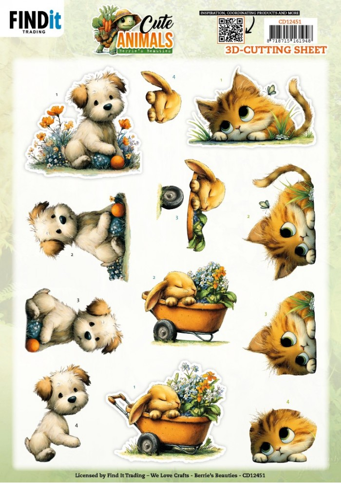 Berrie's Choice, 3D Knipvel, Cute Animals, Garden Friends - CD12451