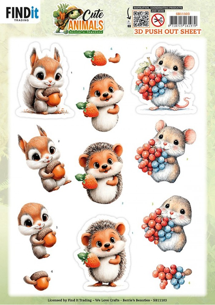 Berrie's Choice, 3D Pushout, Cute Animals, Forest Friends  - SB11103