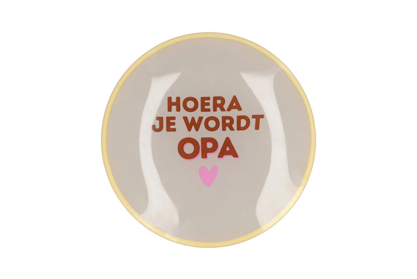 Bordje van Glas, Hoera je wordt Opa, 18 x 18 cm