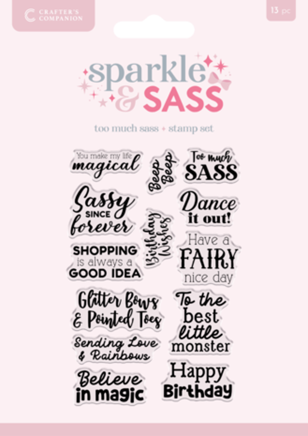 Crafter's Companion, Clear Stamp, Sparkle and Sass, Too much sass sentiments - CC-CA-ST-TMSS