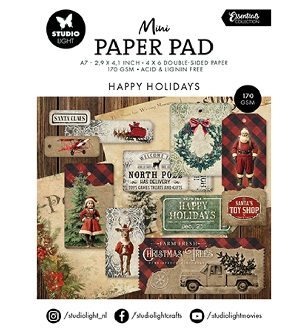 Studiolight, Mini Paperpad, Essentials, Happy Holidays - SL-ES-DPP323