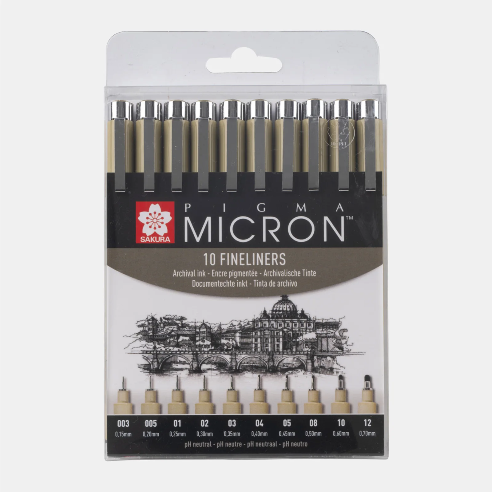 Sakura, Pigma, Micron Set, Zwart, 10 stuks - POXSDK10A